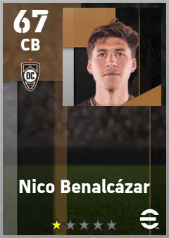 Nico Benalcazar eFootball 2026 player card — 67 OVR CB