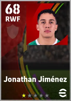 Jonathan Jimenez eFootball 2026 player card — 68 OVR RWF