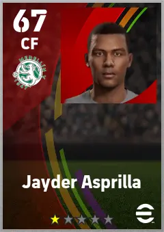 Jayder Asprilla eFootball 2026 player card — 67 OVR CF