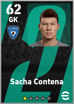 Sacha Contena eFootball 2026 player card — 62 OVR GK