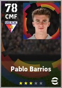 Pablo Barrios eFootball 2026 player card — 78 OVR CMF