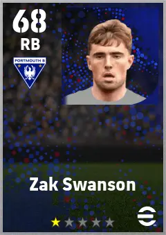 Zak Swanson eFootball 2026 player card — 68 OVR RB