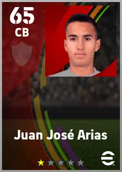 Juan Jose Arias eFootball 2026 player card — 65 OVR CB