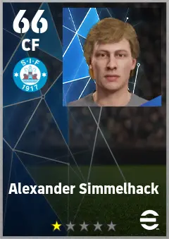 Alexander Simmelhack eFootball 2026 player card — 66 OVR CF