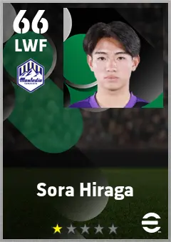 Sora Hiraga eFootball 2026 player card — 66 OVR LWF