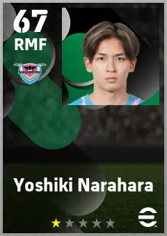 Yoshiki Narahara eFootball 2026 player card — 67 OVR RMF