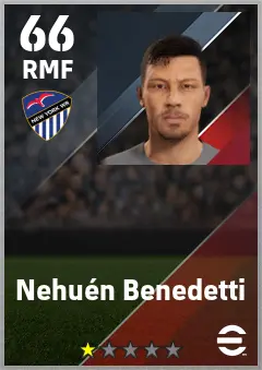 Nehuen Benedetti eFootball 2026 player card — 66 OVR RMF