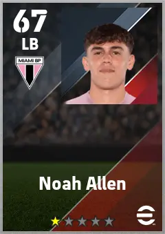 Noah Allen eFootball 2026 player card — 67 OVR LB