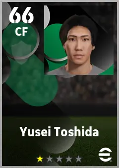 Yusei Toshida eFootball 2026 player card — 66 OVR CF