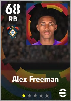 Alex Freeman eFootball 2026 player card — 68 OVR RB