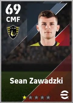 Sean Zawadzki eFootball 2026 player card — 69 OVR CMF