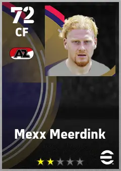 Mexx Meerdink eFootball 2026 player card — 72 OVR CF