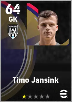 Timo Jansink eFootball 2026 player card — 64 OVR GK