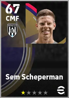 Sem Scheperman eFootball 2026 player card — 67 OVR CMF