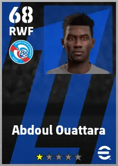 Abdoul Ouattara eFootball 2026 player card — 68 OVR RWF