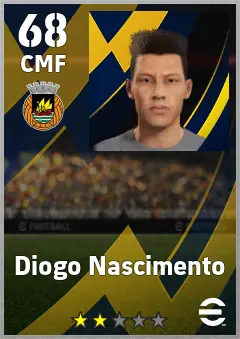 Diogo Nascimento eFootball 2026 player card, 68 OVR CMF