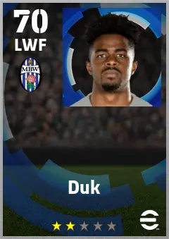 Duk eFootball 2026 player card — 70 OVR LWF