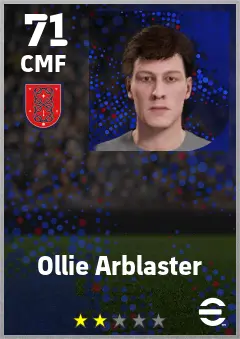 Ollie Arblaster eFootball 2026 player card — 71 OVR CMF