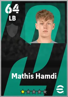 Mathis Hamdi eFootball 2026 player card — 64 OVR LB