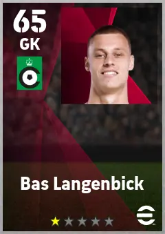 Bas Langenbick eFootball 2026 player card — 65 OVR GK