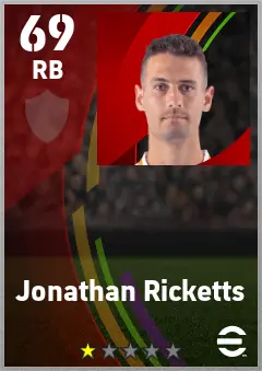 Jonathan Ricketts eFootball 2026 player card — 69 OVR RB