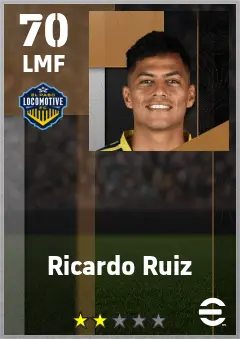 Ricardo Ruiz eFootball 2026 player card — 70 OVR LMF