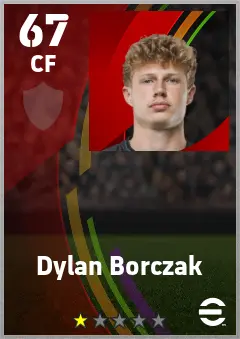 Dylan Borczak eFootball 2026 player card — 67 OVR CF