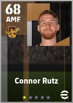 Connor Rutz eFootball 2026 player card — 68 OVR AMF