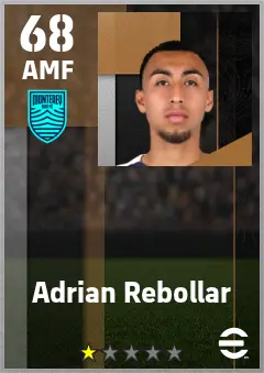 Adrian Rebollar eFootball 2026 player card — 68 OVR AMF