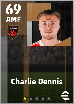 Charlie Dennis eFootball 2026 player card — 69 OVR AMF
