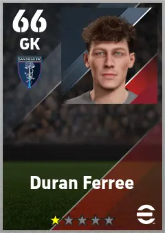 Duran Ferree eFootball 2026 player card — 66 OVR GK