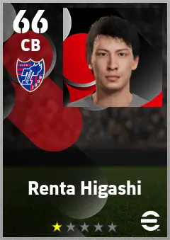 Renta Higashi eFootball 2026 player card — 66 OVR CB