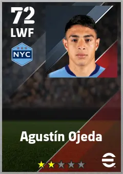 Agustin Ojeda eFootball 2026 player card — 72 OVR LWF