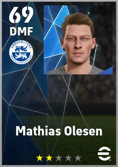 Mathias Olesen eFootball 2026 player card, 69 OVR DMF