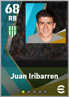 Juan Iribarren eFootball 2026 player card — 68 OVR RB