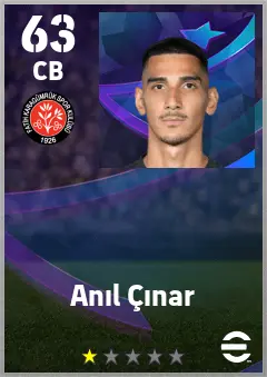 Anil Cinar eFootball 2026 player card — 63 OVR CB