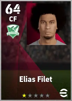 Elias Filet eFootball 2026 player card, 64 OVR CF