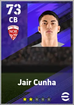 Jair Cunha eFootball 2026 player card — 73 OVR CB