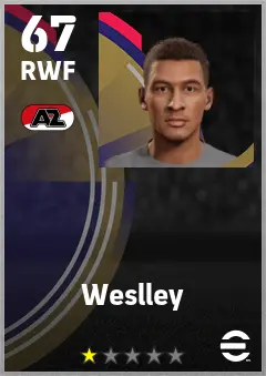 Weslley eFootball 2026 player card — 67 OVR RWF