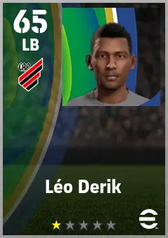Leo Derik eFootball 2026 player card — 65 OVR LB
