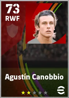 Agustin Canobbio eFootball 2026 player card — 73 OVR RWF