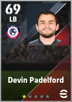 Devin Padelford eFootball 2026 player card — 69 OVR LB