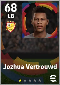 Jozhua Vertrouwd eFootball 2026 player card — 68 OVR LB