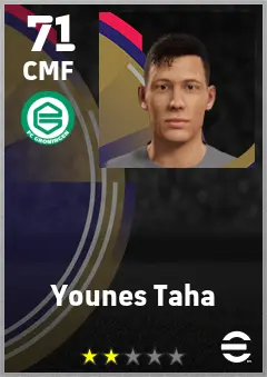 Younes Taha eFootball 2026 player card — 71 OVR CMF