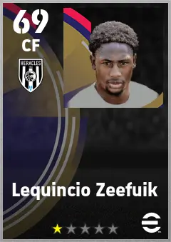 Lequincio Zeefuik eFootball 2026 player card — 69 OVR CF