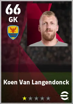 Koen Van Langendonck eFootball 2026 player card — 66 OVR GK