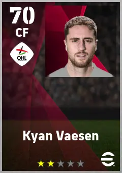 Kyan Vaesen eFootball 2026 player card — 70 OVR CF