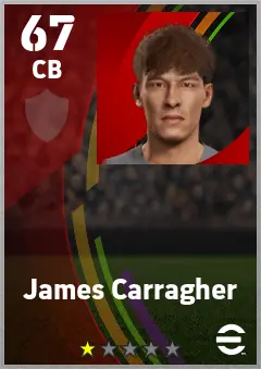James Carragher eFootball 2026 player card — 67 OVR CB