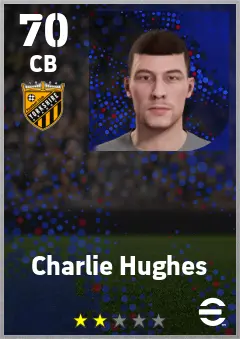 Charlie Hughes eFootball 2026 player card — 70 OVR CB