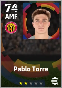 Pablo Torre eFootball 2026 player card — 74 OVR AMF